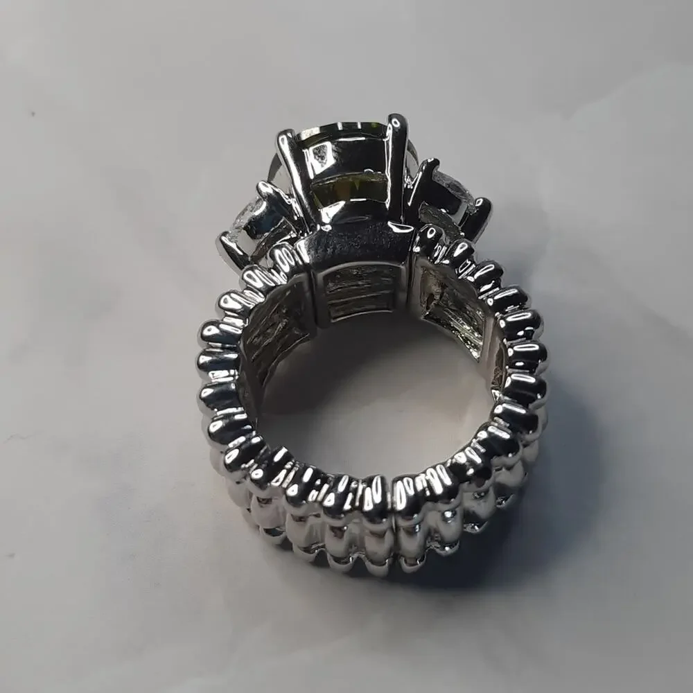 Silver & Green Stretch Ring